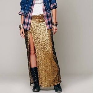 Blu Moon Gold Sequin Skirt